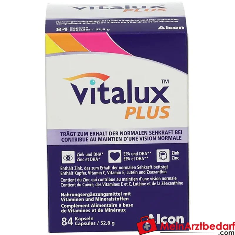 Vitalux Plus Lutein 10 mg + Zeaxanthin 1 mg + Omega‑3 160 mg Kapseln 84 Stück