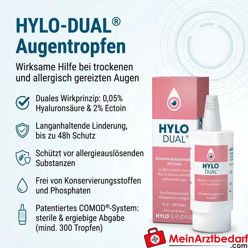 HYLO-DUAL Augentropfen 2% Ectoin und 0,05% Hyaluronsäure 10 ml