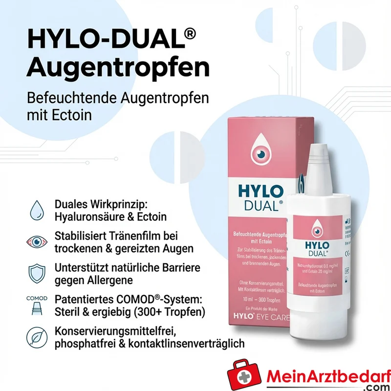 HYLO-DUAL Augentropfen 2% Ectoin und 0,05% Hyaluronsäure 10 ml