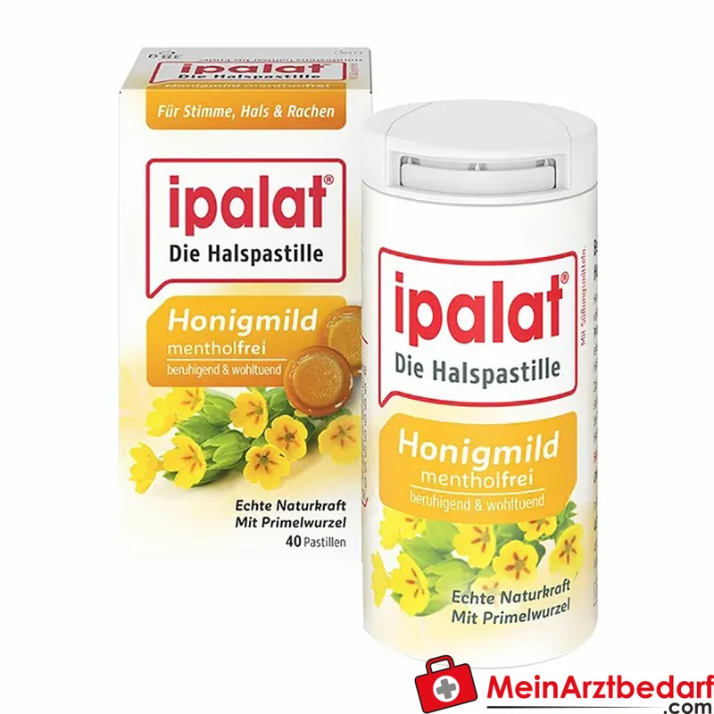ipalat Honigmild mentholfrei Halspastillen ohne Zucker 40 Stück