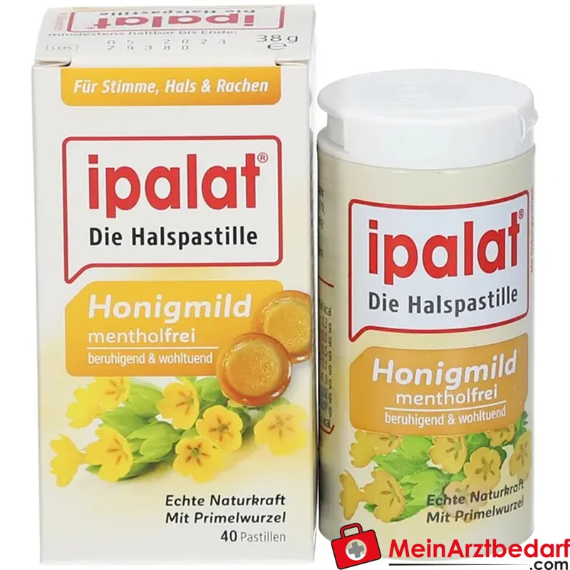 ipalat Honigmild mentholfrei Halspastillen ohne Zucker 40 Stück