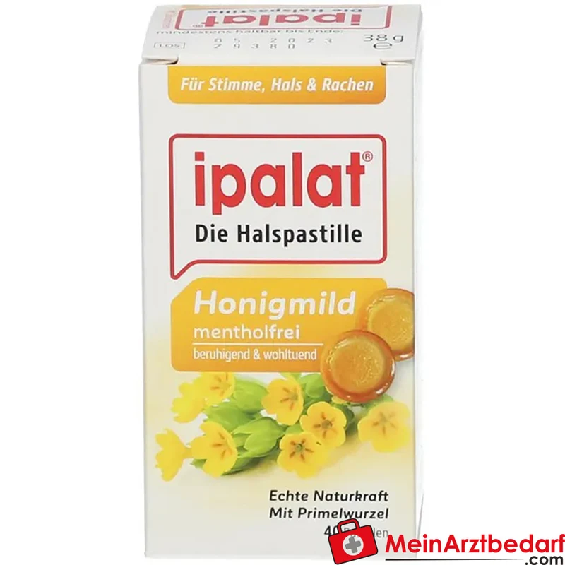 ipalat Honigmild mentholfrei Halspastillen ohne Zucker 40 Stück