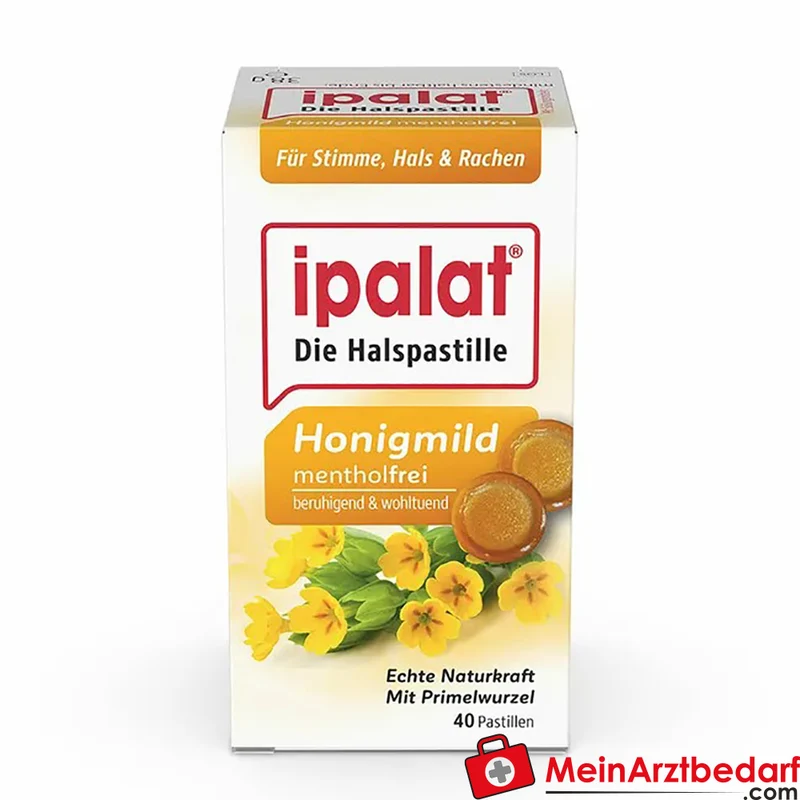 ipalat Honigmild mentholfrei Halspastillen ohne Zucker 40 Stück