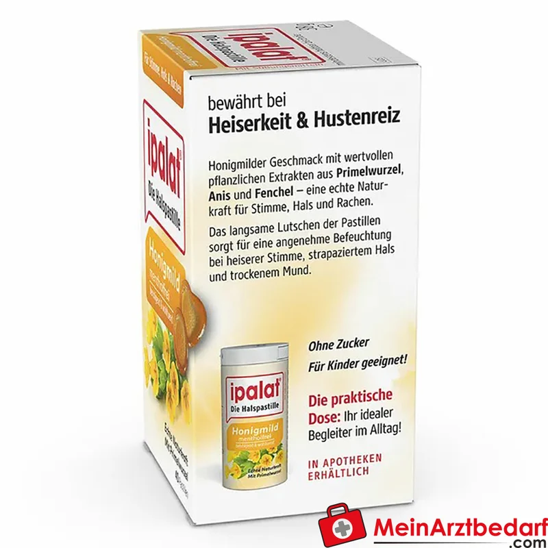 ipalat Honigmild mentholfrei Halspastillen ohne Zucker 40 Stück