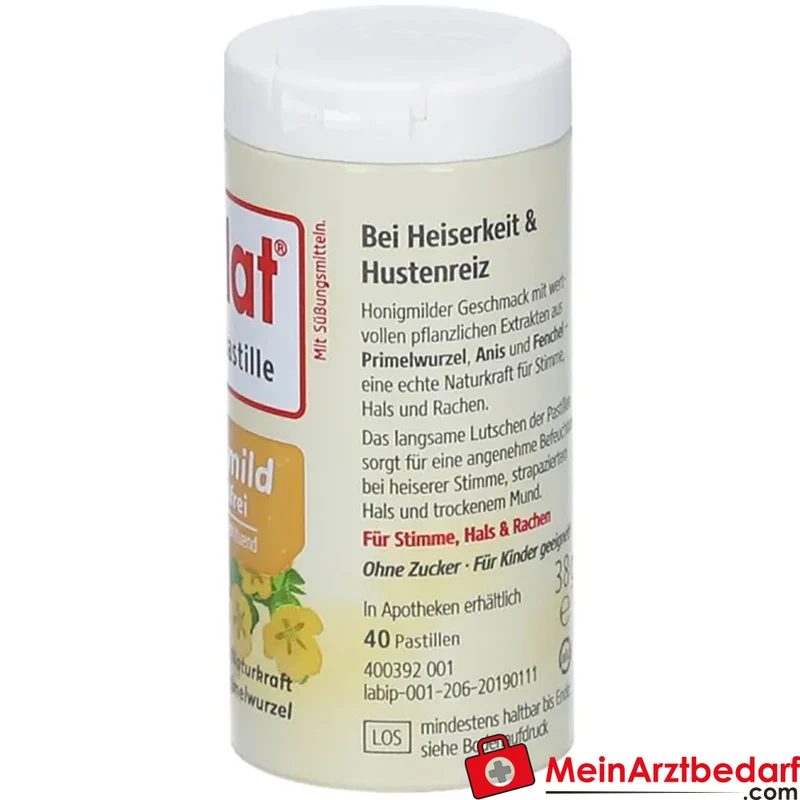 ipalat Honigmild mentholfrei Halspastillen ohne Zucker 40 Stück