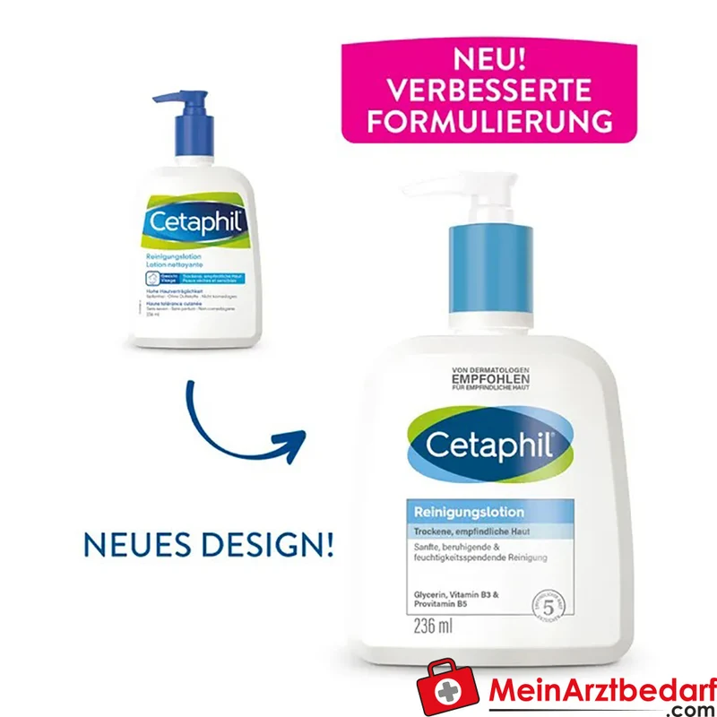 CETAPHIL Reinigungslotion mit Dexpanthenol und Niacinamid, seifenfrei, Pumpspender 236 ml