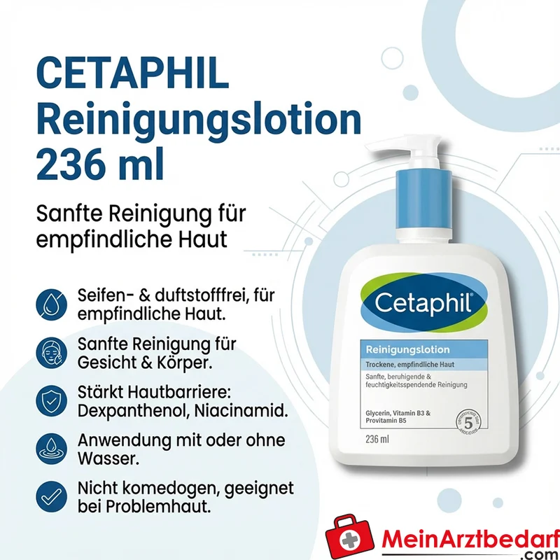 CETAPHIL Reinigungslotion mit Dexpanthenol und Niacinamid, seifenfrei, Pumpspender 236 ml