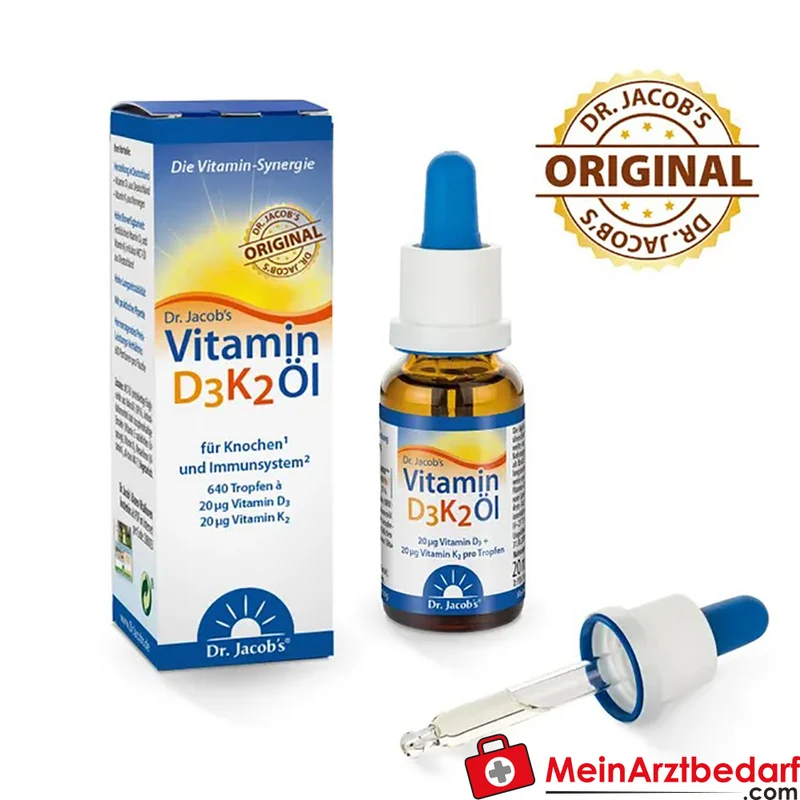 Dr. Jacob's Vitamin D3/K2 Öl 800 I.E./20 µg, 20 ml (640 Tropfen)