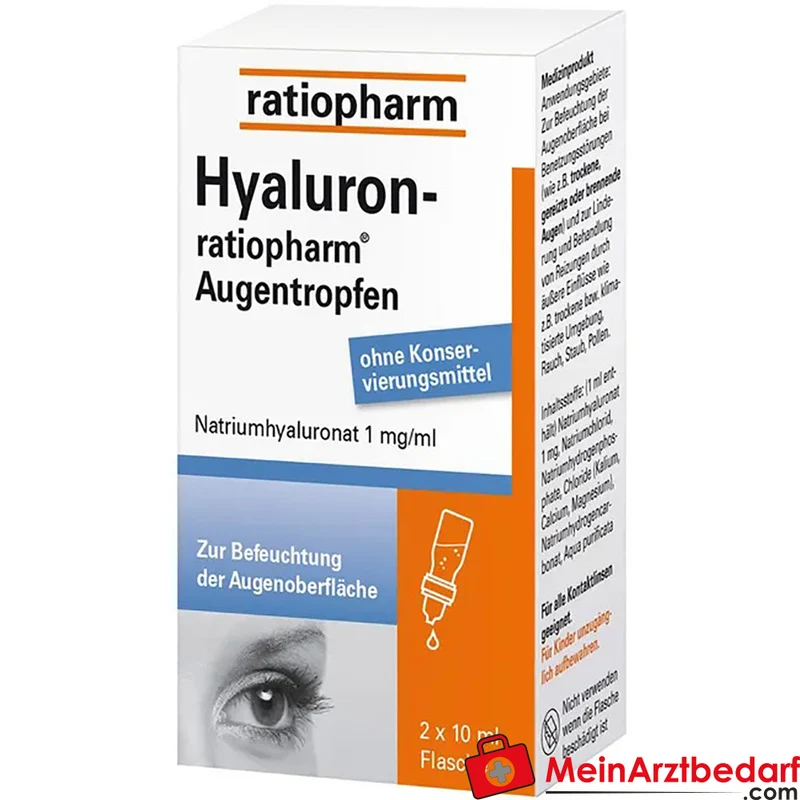 Hyaluron-ratiopharm Augentropfen Hyaluronsäure 1 mg 20 ml