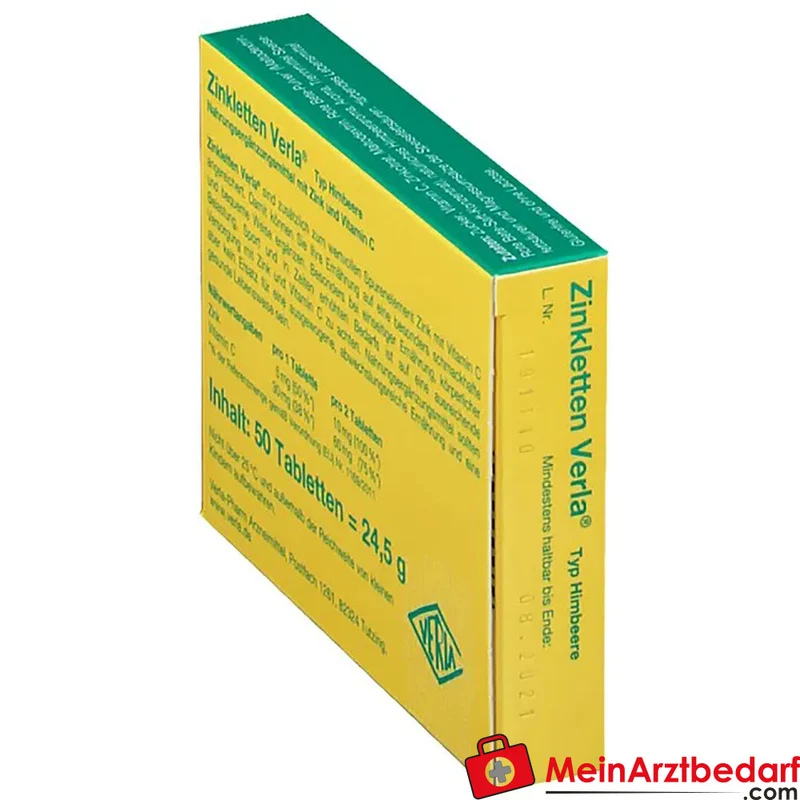Verla Zinkletten Himbeere Zinkcitrat 30 mg + Vitamin C 30 mg Lutschtabletten 50 Stück