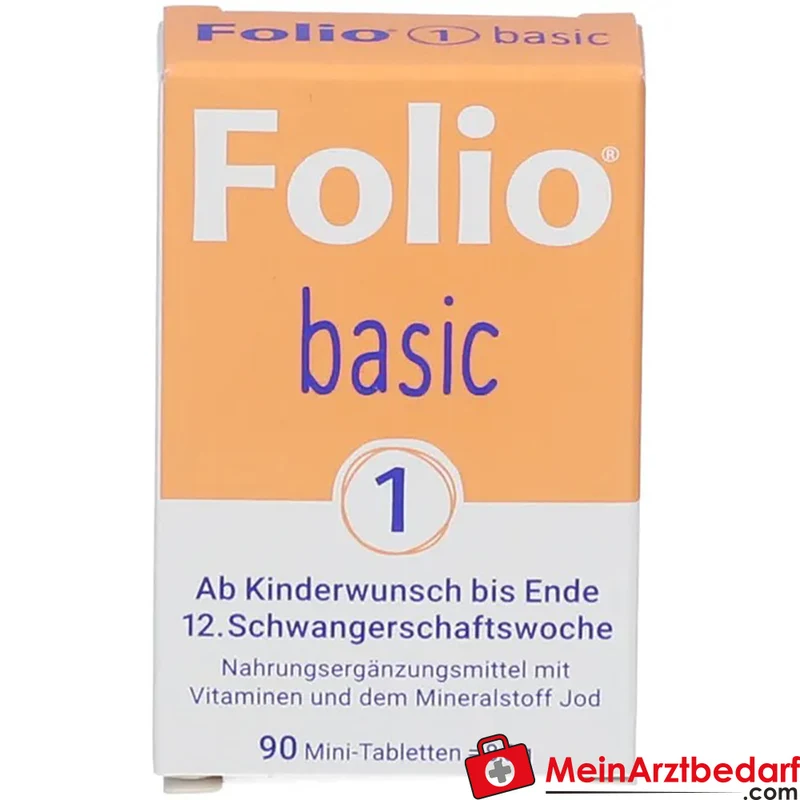 Folio basic Folsäure 0,8 mg Vitamin B12 D3 Jod Filmtabletten 90 Stück