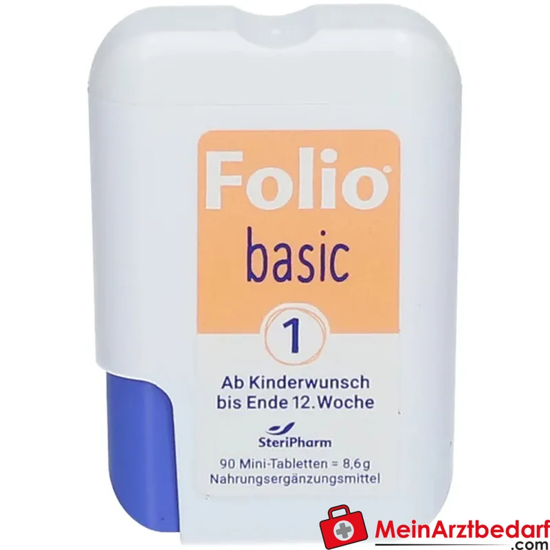 Folio basic Folsäure 0,8 mg Vitamin B12 D3 Jod Filmtabletten 90 Stück