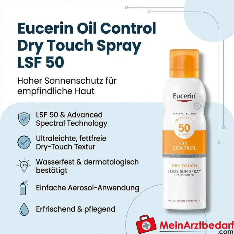Eucerin Oil Control Dry Touch LSF 50 Aerosol‑Spray 200 ml für empfindliche, zu Akne neigende Haut