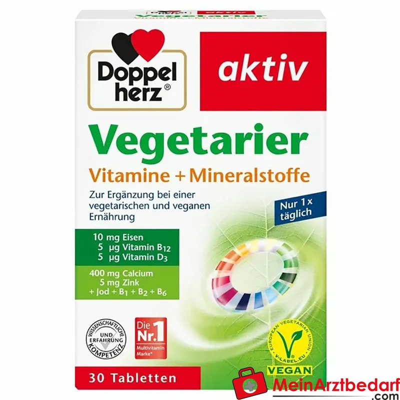 Doppelherz aktiv Vegetarier Vitamine und Mineralstoffe B12 5 µg D 5 µg Eisen 10 mg Tabletten 30 St.
