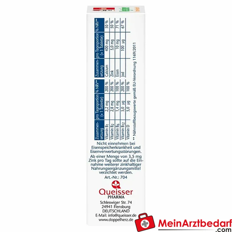 Doppelherz aktiv Vegetarier Vitamine und Mineralstoffe B12 5 µg D 5 µg Eisen 10 mg Tabletten 30 St.