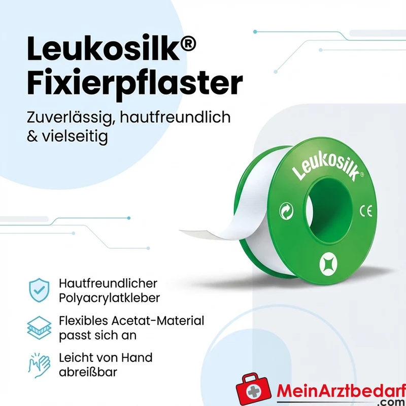 Leukosilk Fixierpflaster Rolle 2,5 cm x 5 m Polyacrylatkleber 1 Rolle