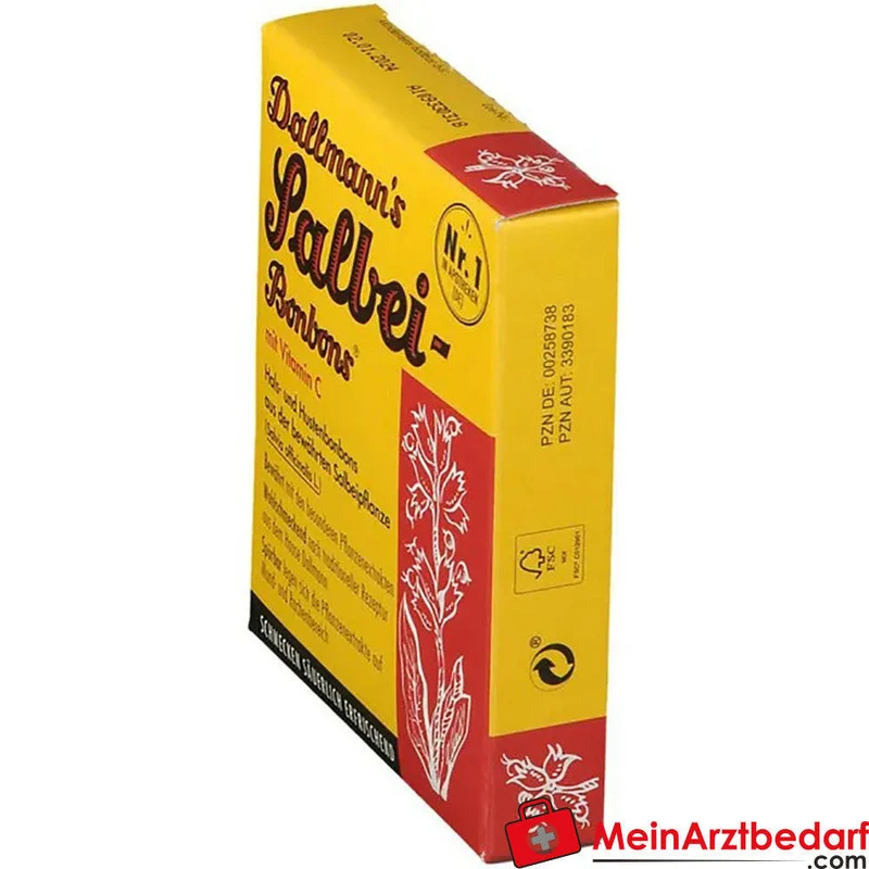 DALLMANNS Salbeibonbons 1,3% Salbeiextrakt, Vitamin C, 20 Stück