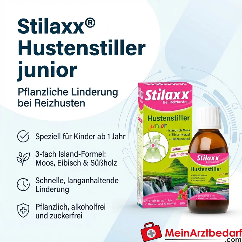 Stilaxx® Hustenstiller junior 500 mg Isländisch Moos / 500 mg Eibisch / 250 mg Süßholz Lutschtabletten 100 ml