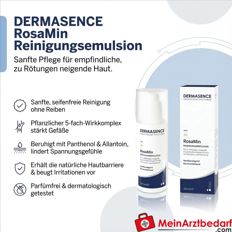 DERMASENCE RosaMin Reinigungsemulsion 150 ml für empfindliche, zu Rosacea neigende Haut