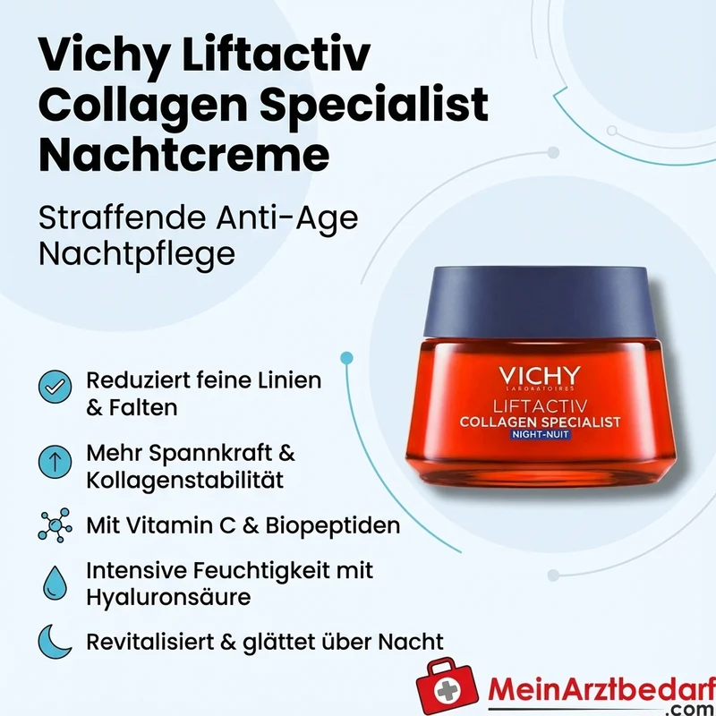 Vichy Liftactiv Collagen Specialist Nachtcreme mit Vitamin C & Hyaluronsäure 50 ml