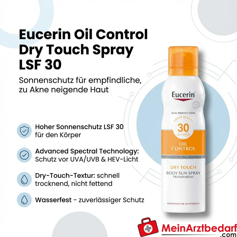 Eucerin Oil Control Dry Touch Spray LSF 30 Sonnenschutz für empfindliche und zu Akne neigende Haut 200 ml