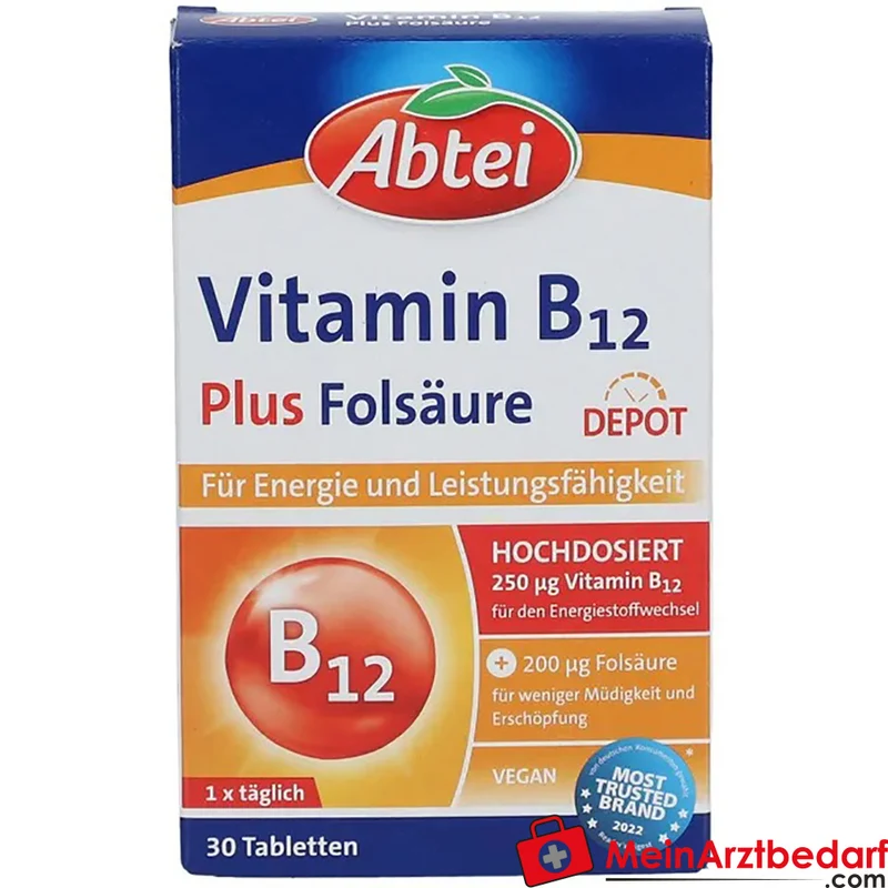Abtei Vitamin B12 Plus Folsäure Depot-Tabletten 30 Stück