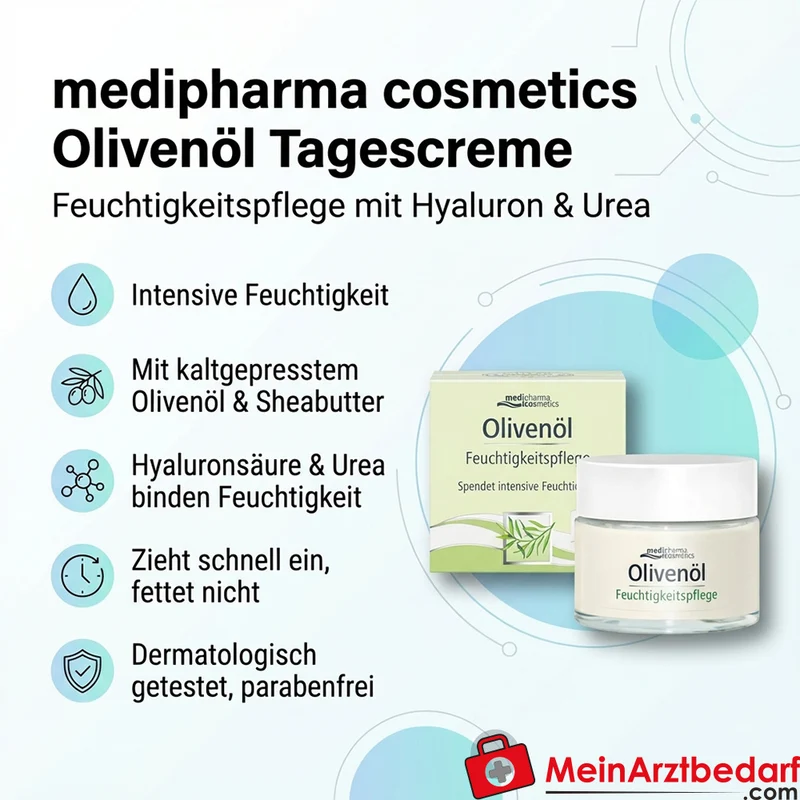medipharma cosmetics Olivenöl Tagescreme mit Hyaluronsäure und Urea 50 ml