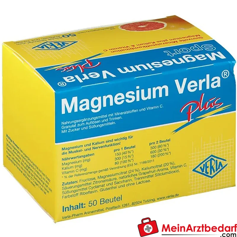 Verla Magnesium Verla Plus Granulat 150 mg Magnesium, 300 mg Kalium, 80 mg Vitamin C Beutel 50 Stück