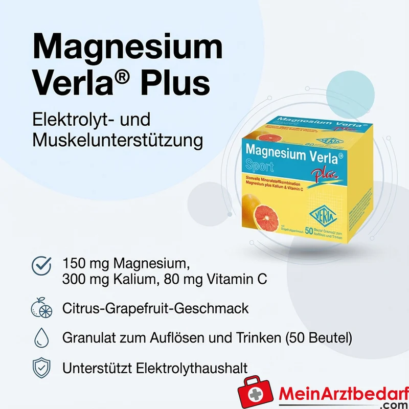 Verla Magnesium Verla Plus Granulat 150 mg Magnesium, 300 mg Kalium, 80 mg Vitamin C Beutel 50 Stück