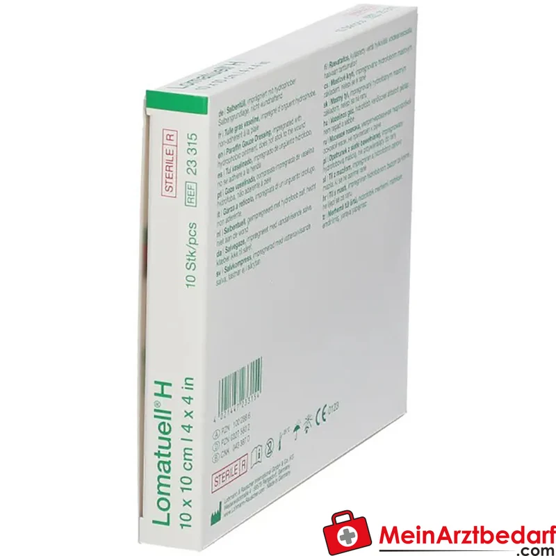 Lomatuell Wundauflage steril Baumwolltüll mit weißer Vaseline 10 x 10 cm 10 Stück