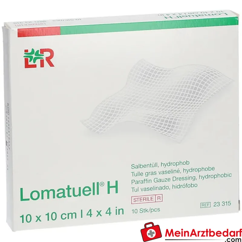 Lomatuell Wundauflage steril Baumwolltüll mit weißer Vaseline 10 x 10 cm 10 Stück