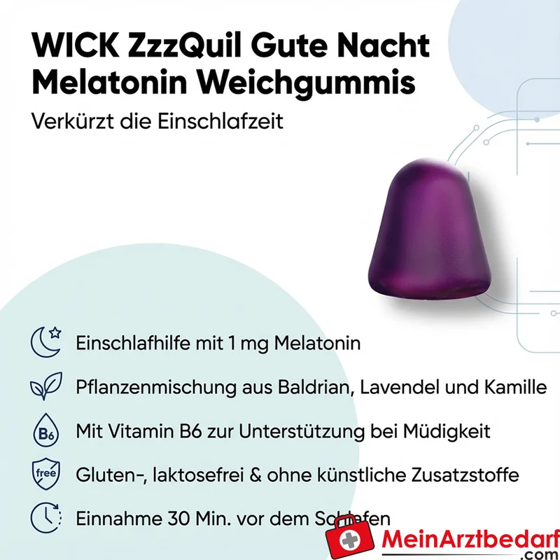WICK ZzzQuil Gute Nacht Melatonin 1 mg Weichgummis 30 Stück