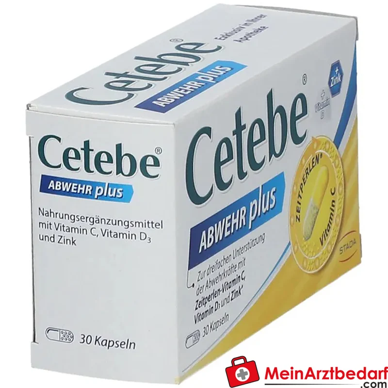 Cetebe ABWEHR plus Kapseln Vitamin C 300 mg, Vitamin D3 10 µg, Zink 10 mg, 30 Stück
