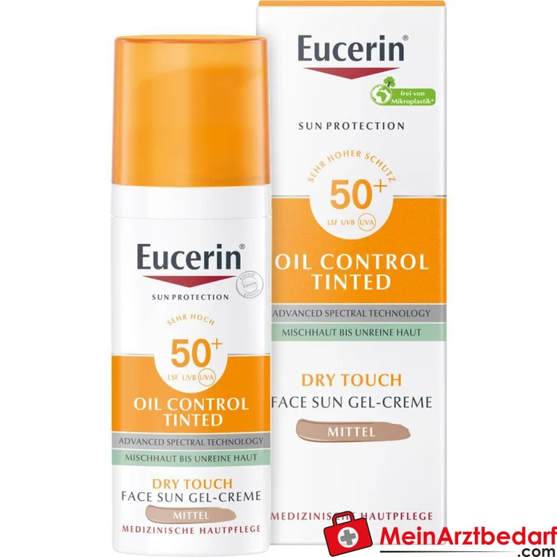 Eucerin Oil Control Tinted Face Sun Gel-Creme LSF 50+ 50 ml für fettige, unreine Haut