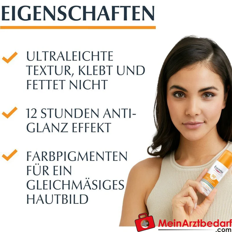 Eucerin Oil Control Tinted Face Sun Gel-Creme LSF 50+ 50 ml für fettige, unreine Haut