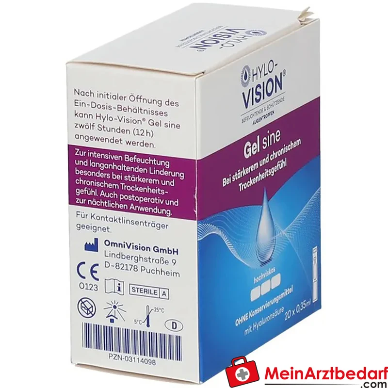 HYLO-VISION Gel sine 0,30% Natriumhyaluronat Augentropfen Ein-Dosis 7 ml