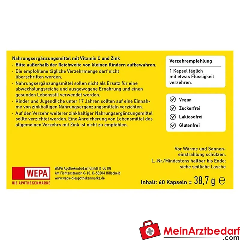 WEPA Vitamin C + Zink Depot Kapseln 60 Stück