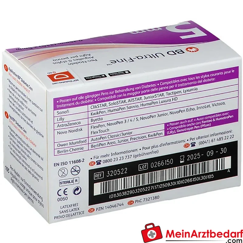 BD Ultra‑Fine Pen-Nadeln 31G 5 mm Einmalgebrauch 105 Stück