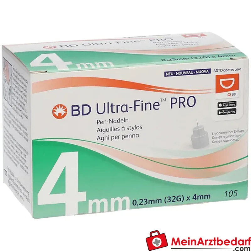 BD Ultra-Fine PRO 4 mm 32G Pen-Nadeln Einmal 105 Stück