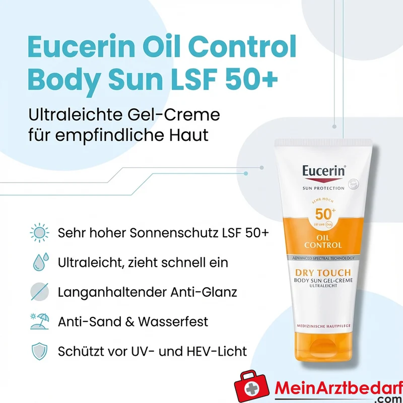 Eucerin Oil Control Body Sun Dry Touch Gel-Creme LSF 50+ Gel-Creme 200 ml mattierend wasserfest
