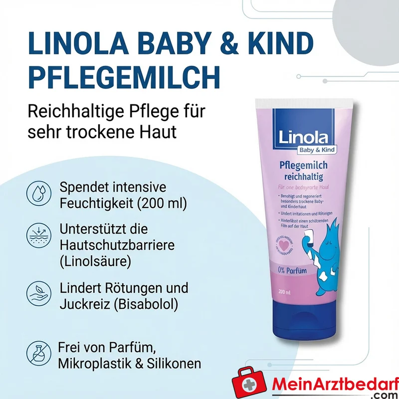 Linola Baby & Kind Pflegemilch reichhaltig mit Linolsäure Lotion 200 ml