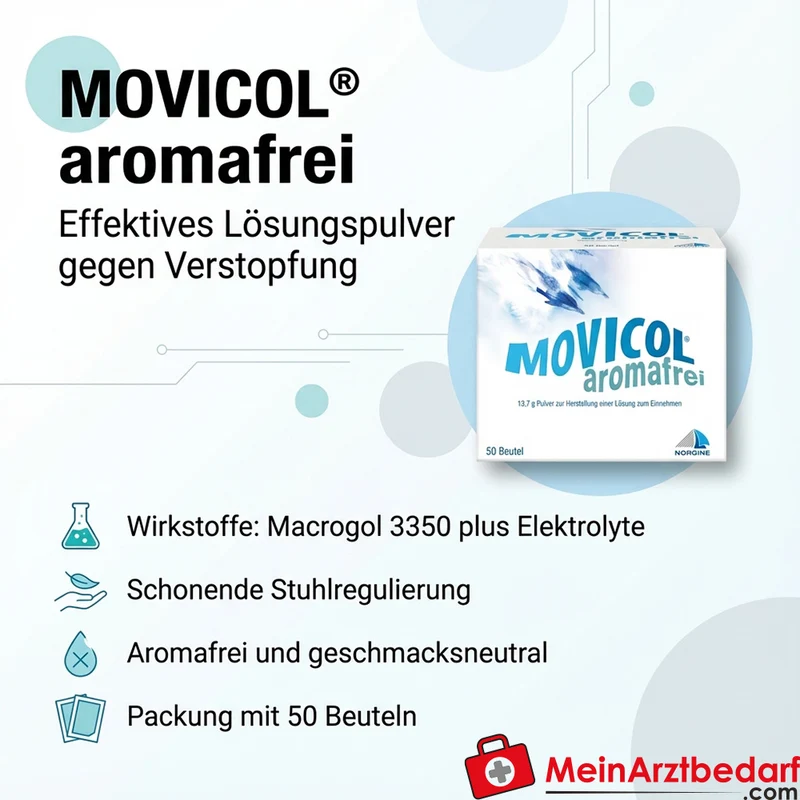 MOVICOL® aromafrei Macrogol 3350 + Elektrolyte Lösungspulver 50 Beutel