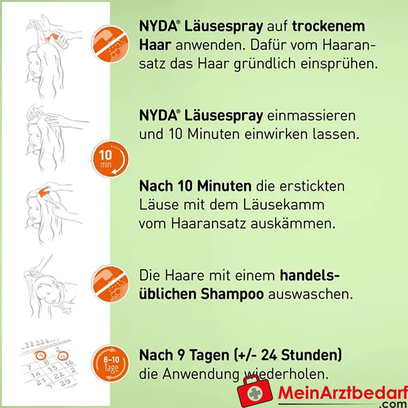 NYDA Läusespray mit 2‑Stufen-Dimeticon 50 ml