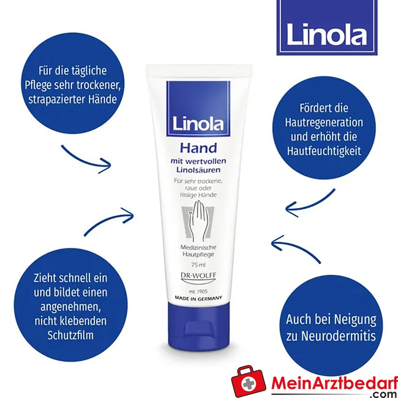 Linola Handcreme mit Linolsäure und Glycerin für trockene Hände 75 ml
