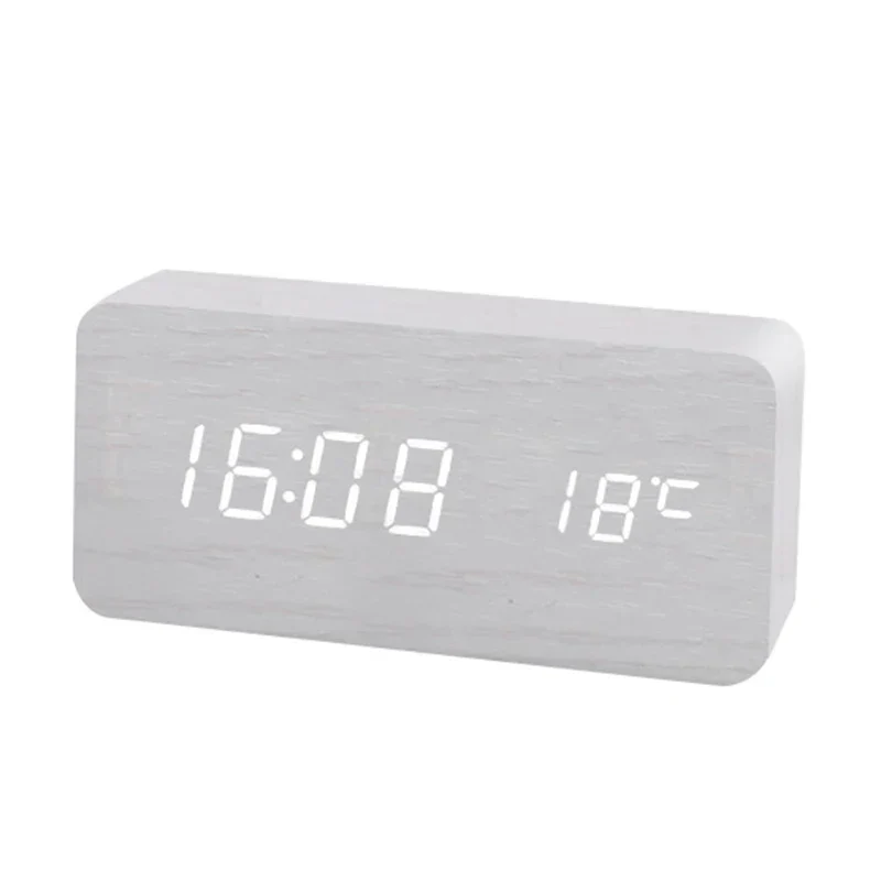 Holz LED Digitaler Wecker - Elegant mit Temperaturanzeige