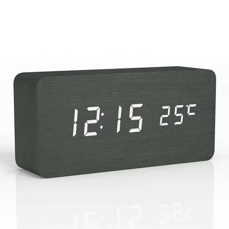 Holz LED Digitaler Wecker - Elegant mit Temperaturanzeige
