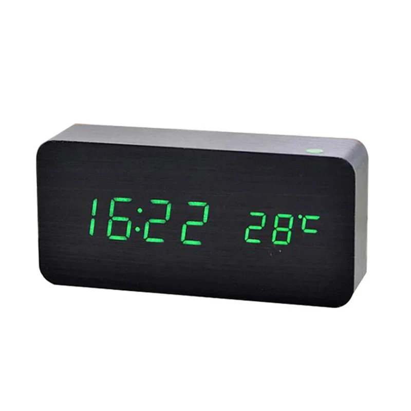 Holz LED Digitaler Wecker - Elegant mit Temperaturanzeige