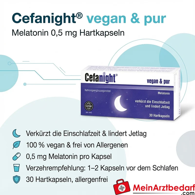 Cefanight vegan und pur Melatonin 0,5 mg Hartkapseln 30 Stück