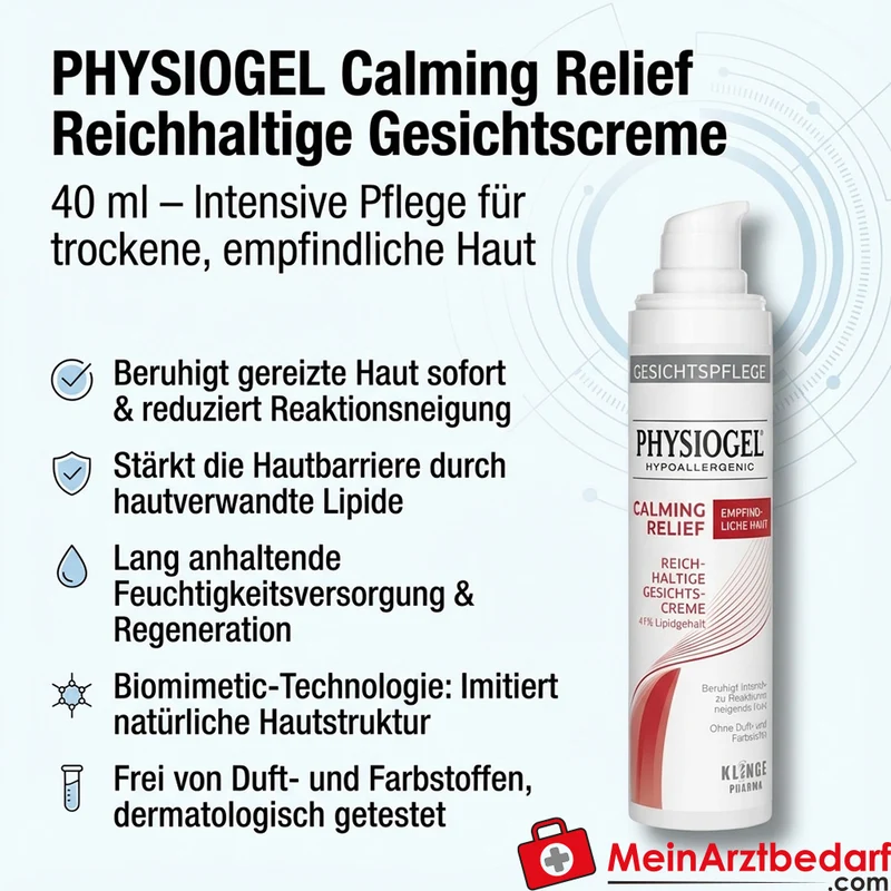 PHYSIOGEL Calming Relief Reichhaltige Gesichtscreme 40 ml für trockene, empfindliche Haut