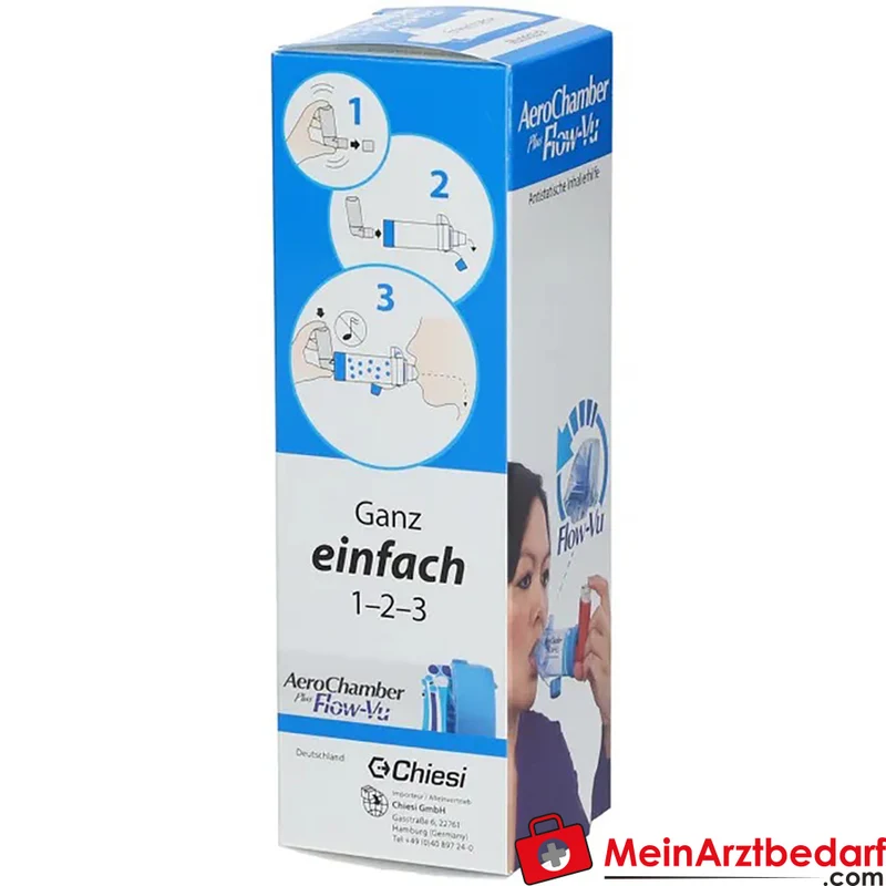 AeroChamber Inhalierhilfe mit Mundstück, antistatische Kammer, Flow‑Vu, für Kinder ab 5 J. und Erwachsene, 1 St.